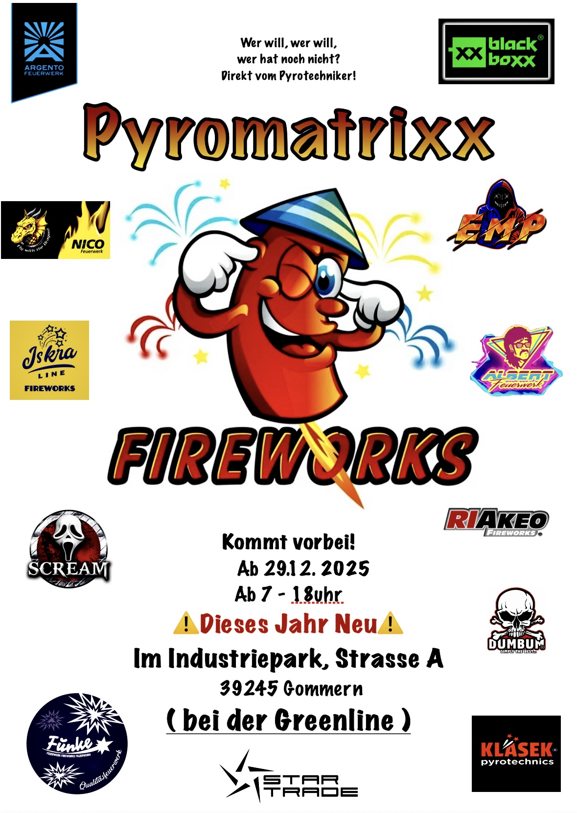 Bunte Zeichentrickrakete mit fröhlichem Gesichtsausdruck vor vielen bunten Logos